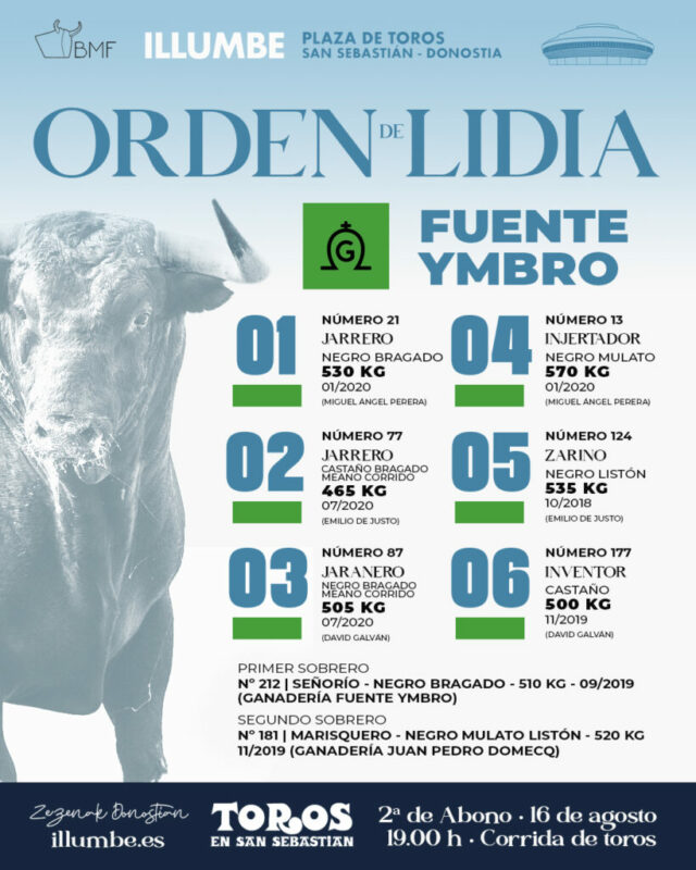 Orden De Lidia Donosti 16 8 2024