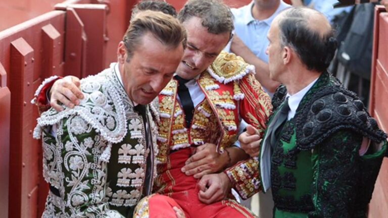 Damián Castaño, corneado en el gemelo derecho por el quinto de José Escolar en Mont de Marsan